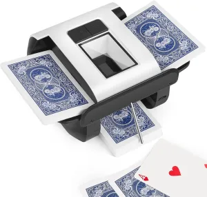 Automatic Card Shuffler Machine - 1-2 Decks, Low Noise Electric Shuffler with Rechargeable Battery, Fast & Smooth Shuffling for Poker, UNO, Blackjack, Skip-Bo, Phase 10, Standard & Sleeved Cards