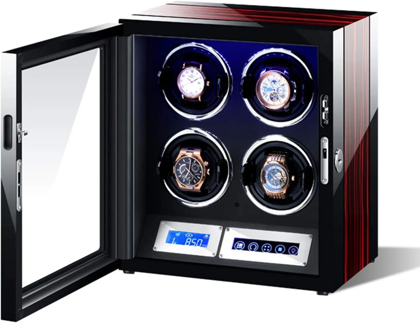 Automatic Watch Winder LCD Touch Screen with Remote Control and LED Light Piano Paint Exterior Quiet Motor Watch Winder Box Best Gift