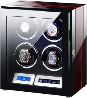 Automatic Watch Winder LCD Touch Screen with Remote Control and LED Light Piano Paint Exterior Quiet Motor Watch Winder Box Best Gift