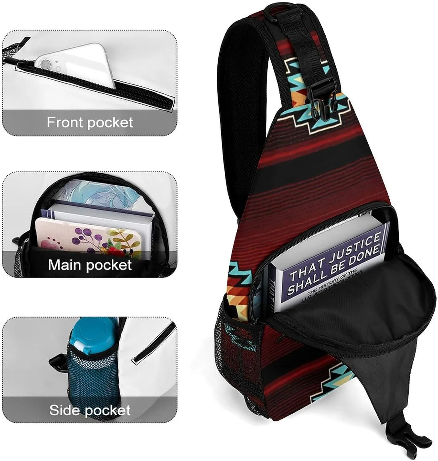 Aztec Tribal A Spacious And Large Capacity Portable Adjustable Chest Bag