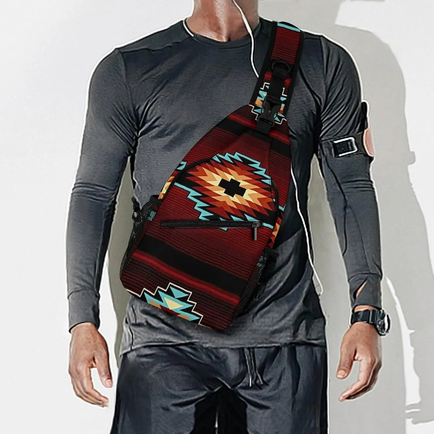 Aztec Tribal A Spacious And Large Capacity Portable Adjustable Chest Bag