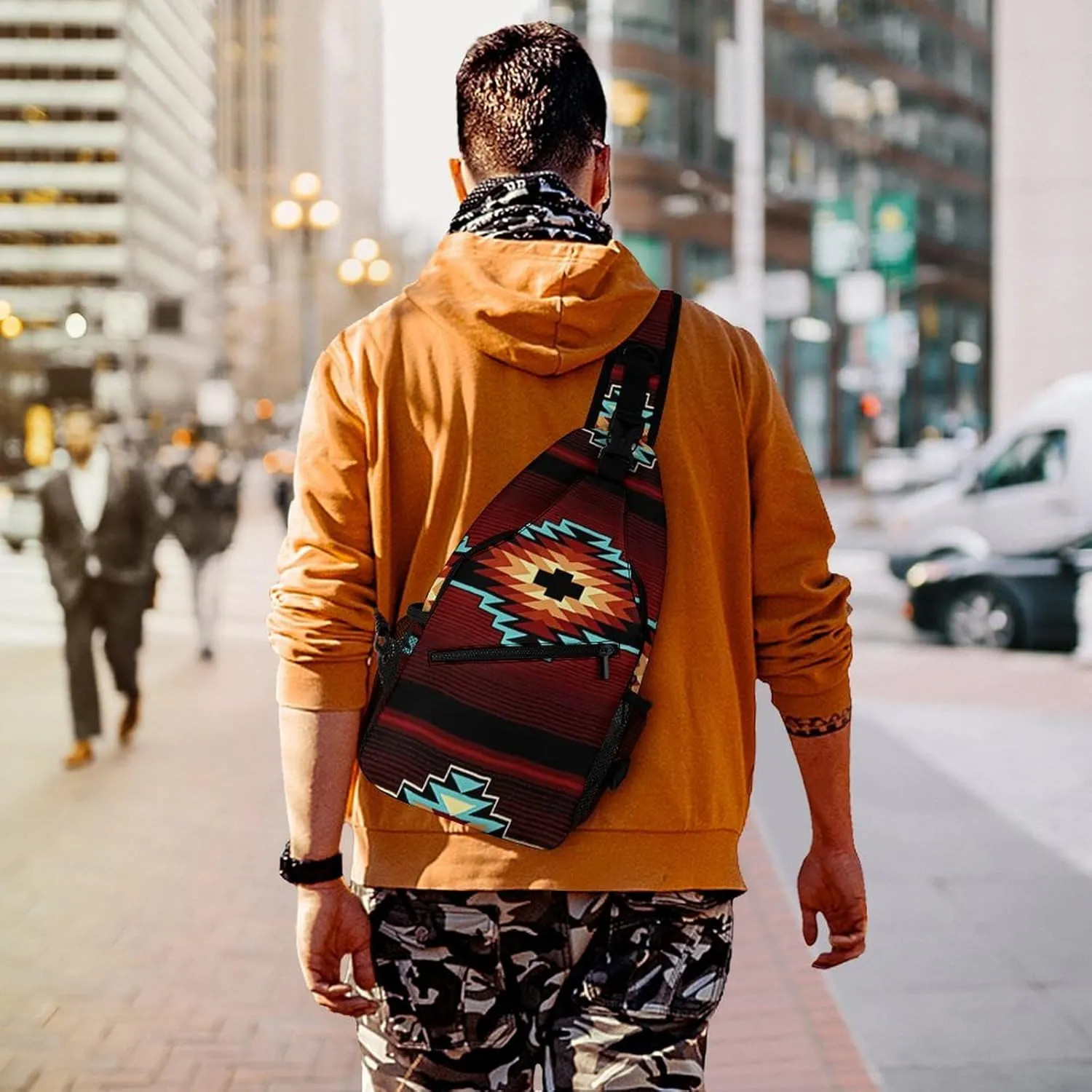 Aztec Tribal A Spacious And Large Capacity Portable Adjustable Chest Bag