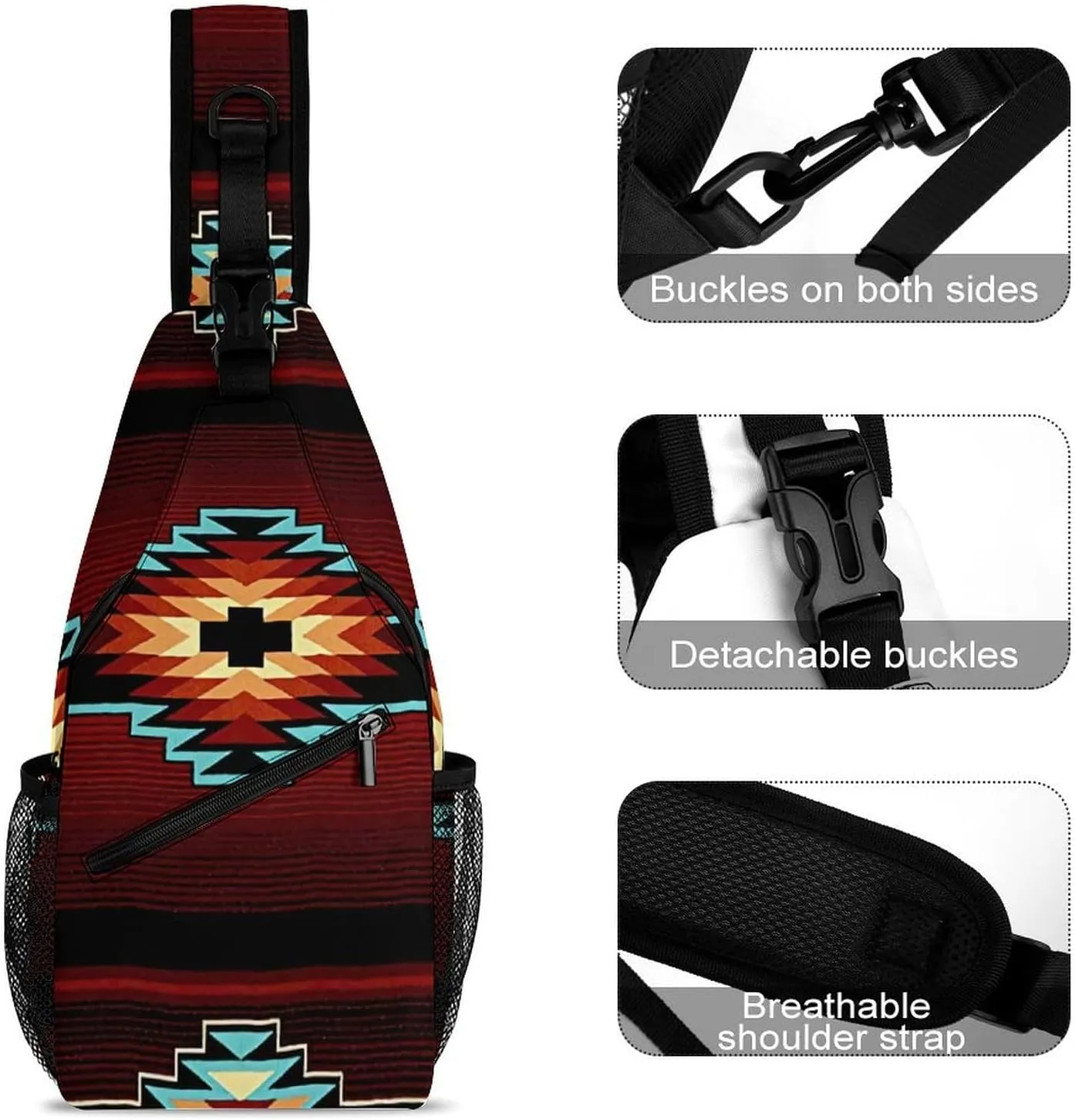 Aztec Tribal A Spacious And Large Capacity Portable Adjustable Chest Bag