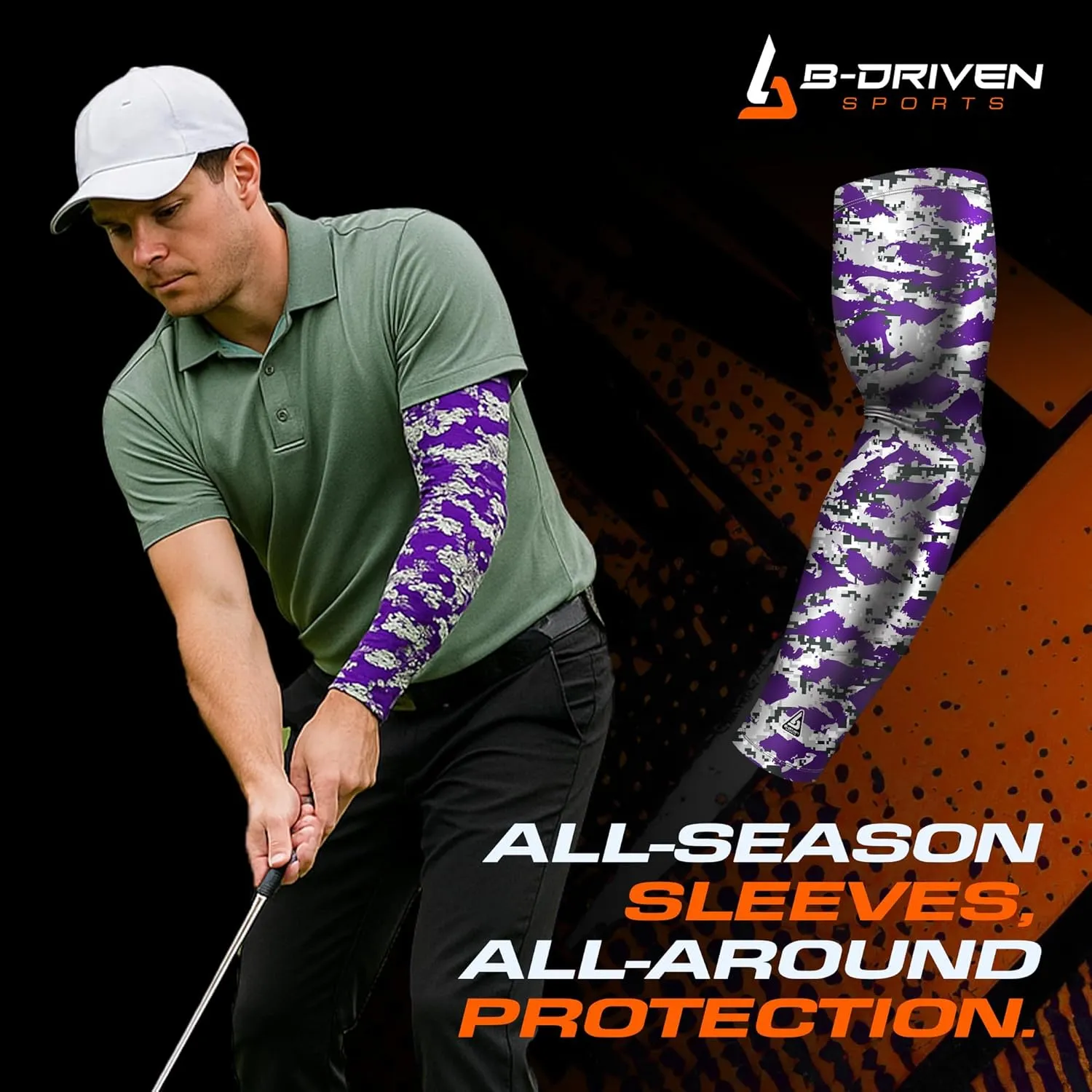 B-Driven Pro-Fit Sports Compression Arm Sleeve for Men Women & Youth Camouflage Designs – Support Circulation & Cooling