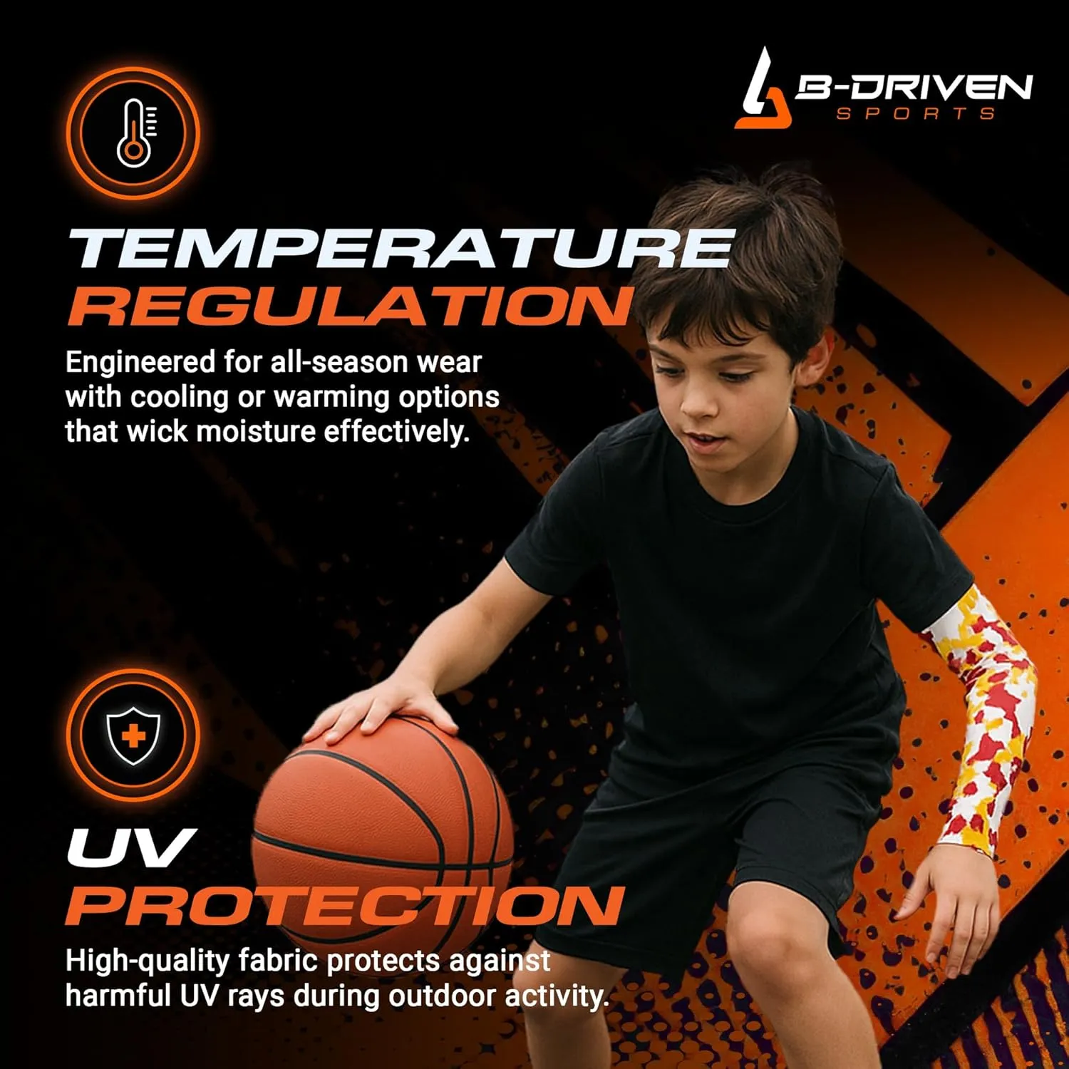 B-Driven Pro-Fit Sports Compression Arm Sleeve for Men Women & Youth Camouflage Designs – Support Circulation & Cooling