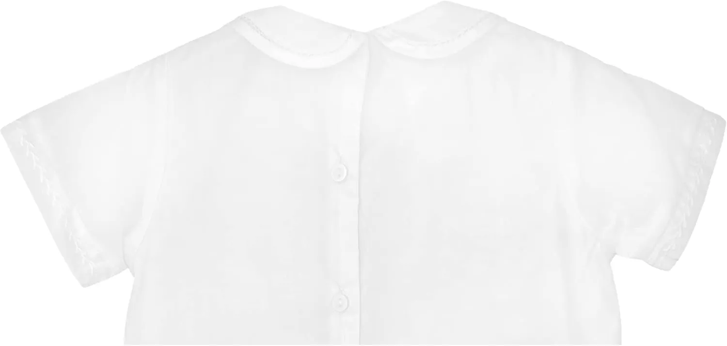 Baby Boys' Romper with Pintucks and Feather Stitching