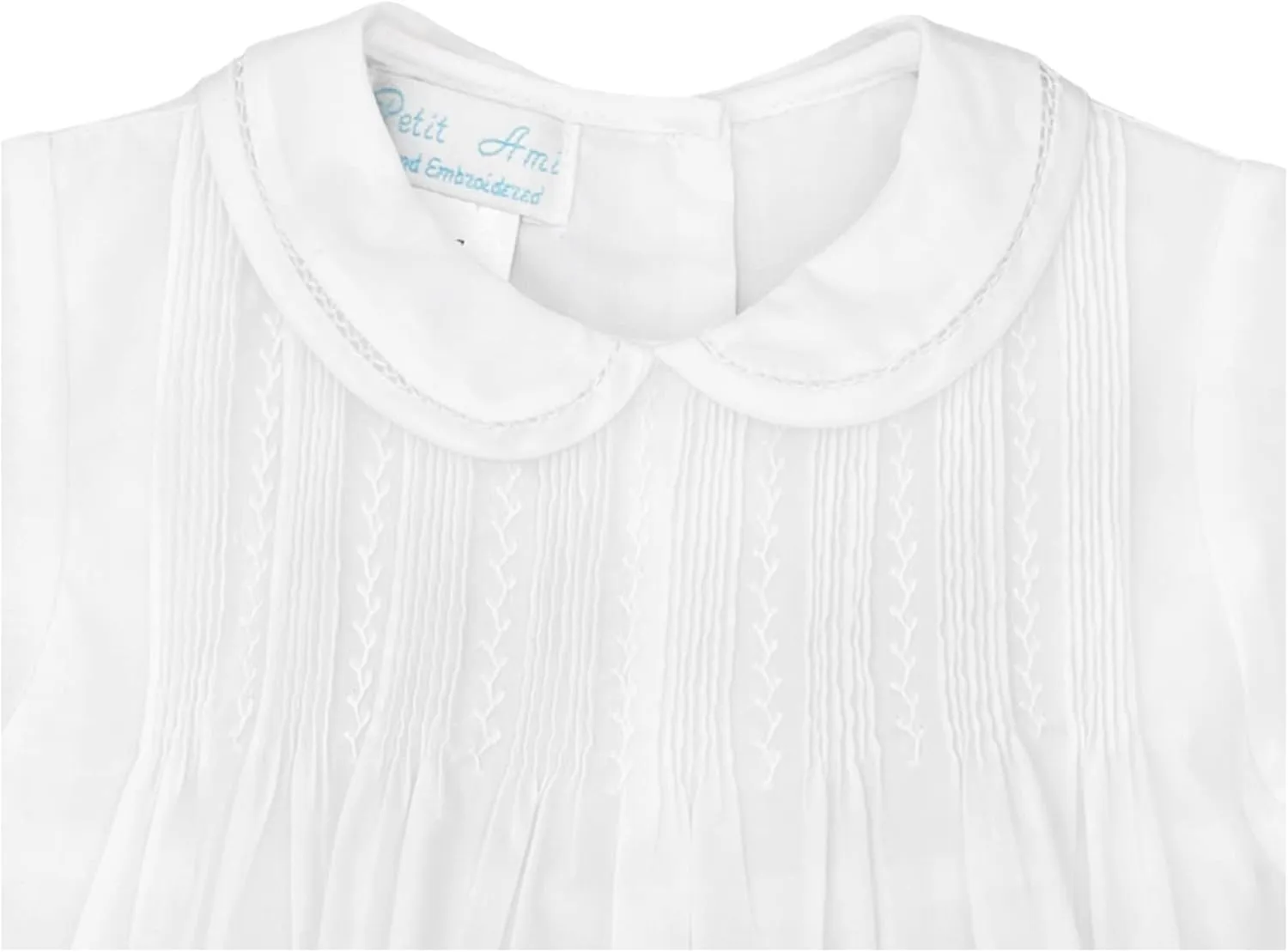 Baby Boys' Romper with Pintucks and Feather Stitching