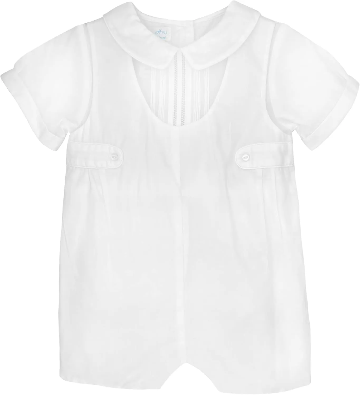 Baby Boys’ Shortall with Pintucks and Side Tabs