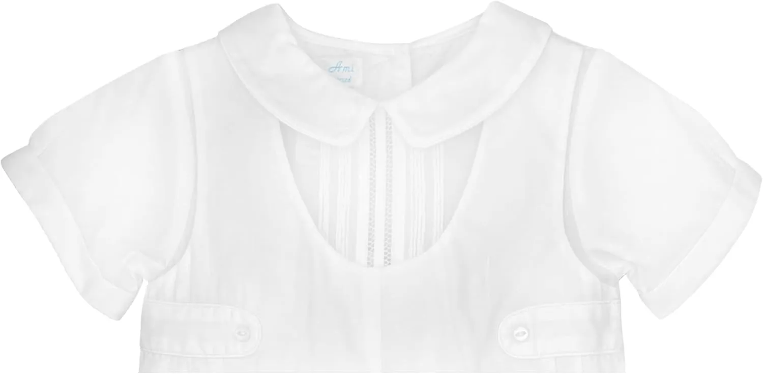 Baby Boys’ Shortall with Pintucks and Side Tabs