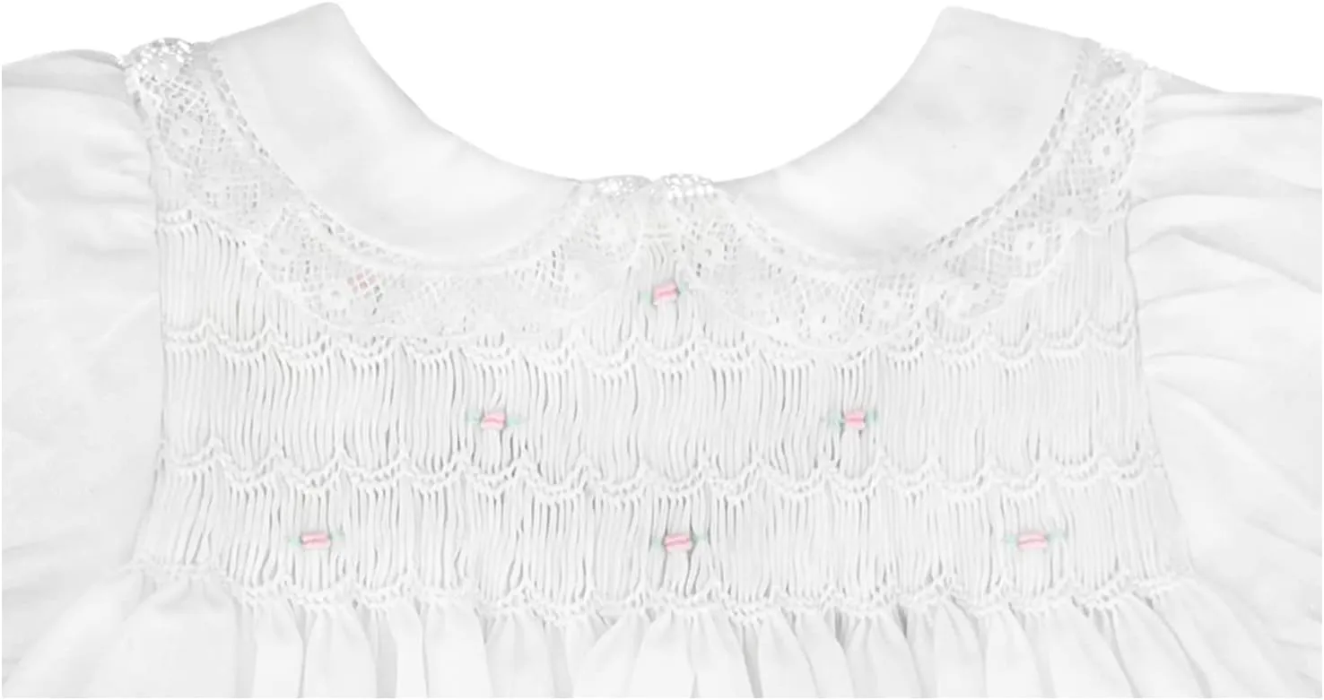 Baby Girls' Fully Smocked Dress with Lace Trim