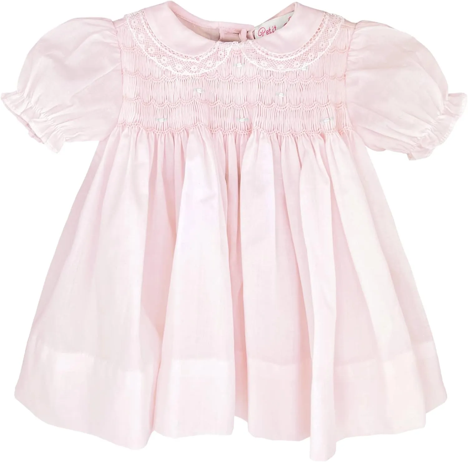 Baby Girls' Fully Smocked Dress with Lace Trim