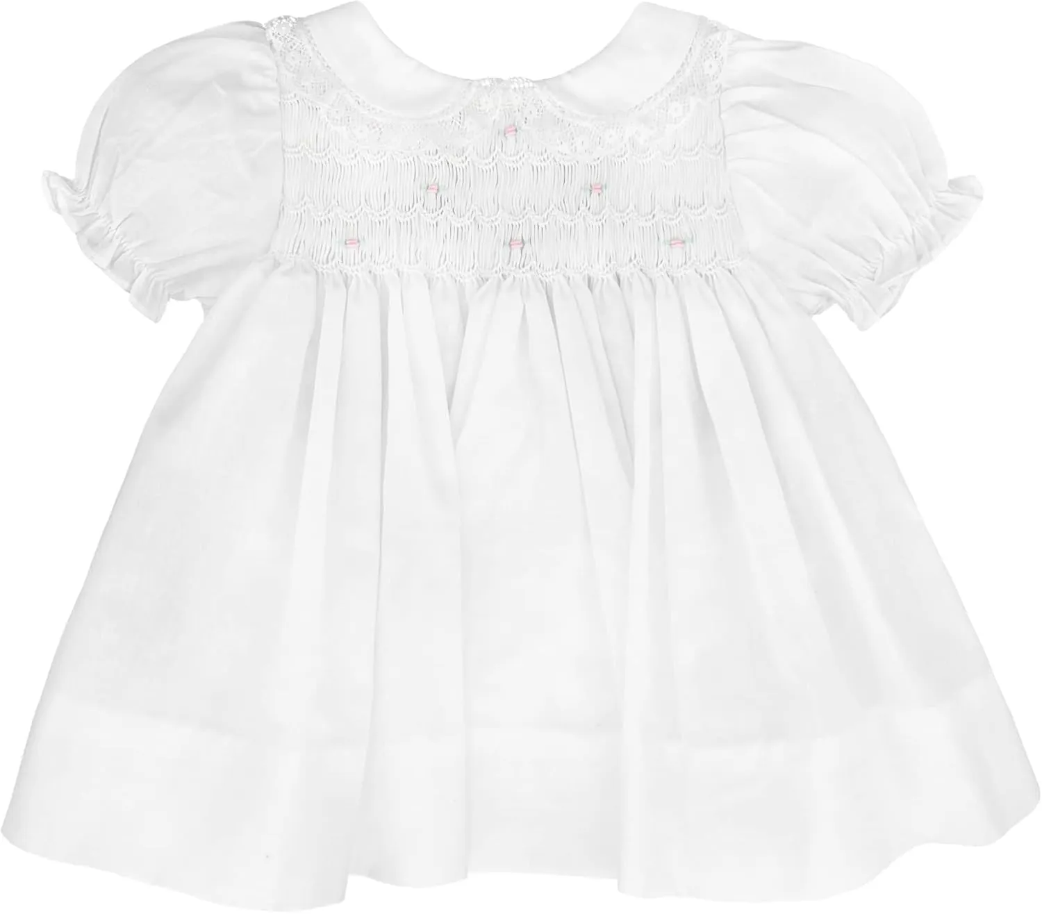 Baby Girls' Fully Smocked Dress with Lace Trim