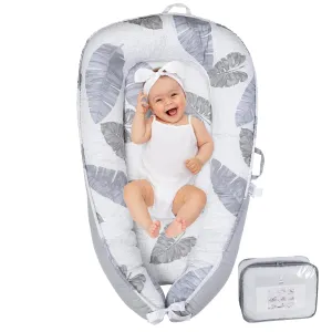 Baby Lounger Infant Lounger for New Born 0-36 Months, Portable Lightweight Soft Memory Foam Baby Nest Lounger, Comfortable Soft Breathable Baby Lounger Pillow (Grey Feather)