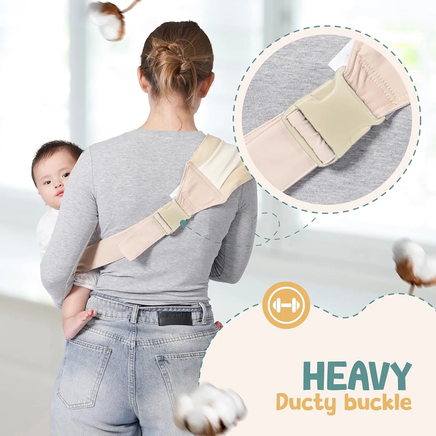 Baby Sling Carrier 8-30 lbs, Newborn Nursing, Toddler Carrier with Safety Buckle, Knob Tech Baby Closer, Adjustable Shoulder Strap, Portable and Lightweight (Black)