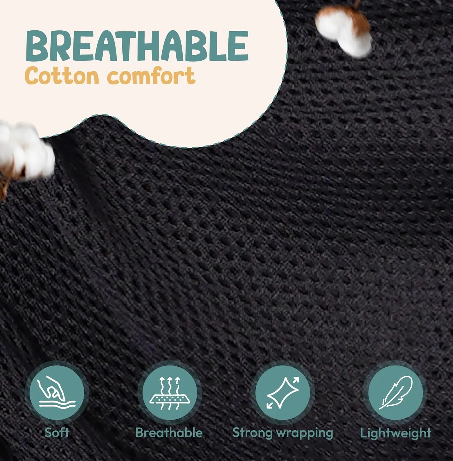 Baby Sling Carrier 8-30 lbs, Newborn Nursing, Toddler Carrier with Safety Buckle, Knob Tech Baby Closer, Adjustable Shoulder Strap, Portable and Lightweight (Black)