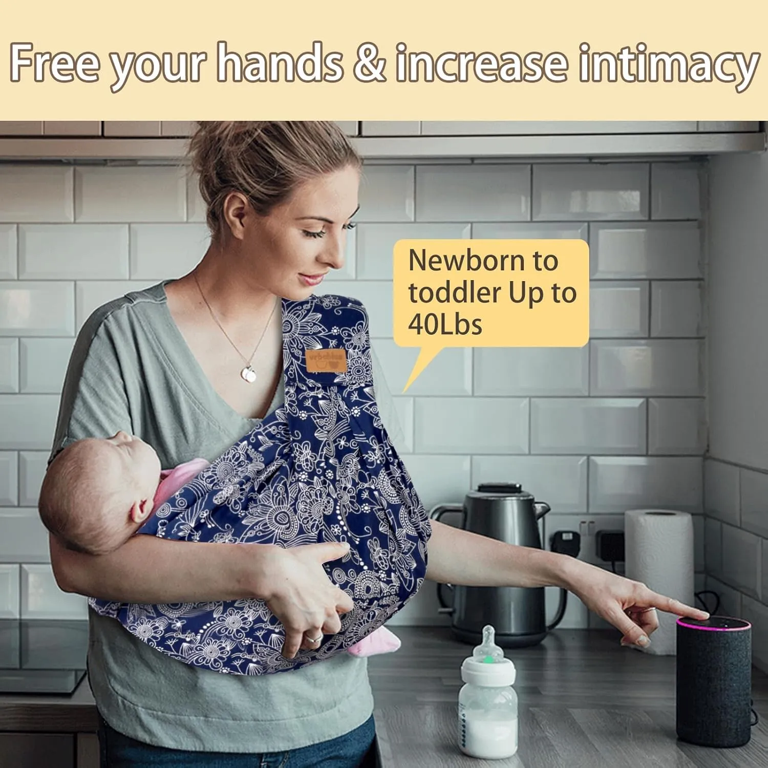 Baby Sling Carrier Newborn, Adjustable Easy Wearing Baby Nursing Warp Sling, New Mom Dad Soft Cotton Baby Front Holder Carrier for Infant Toddler Life Travel Essential Gifts (Dark Blue)