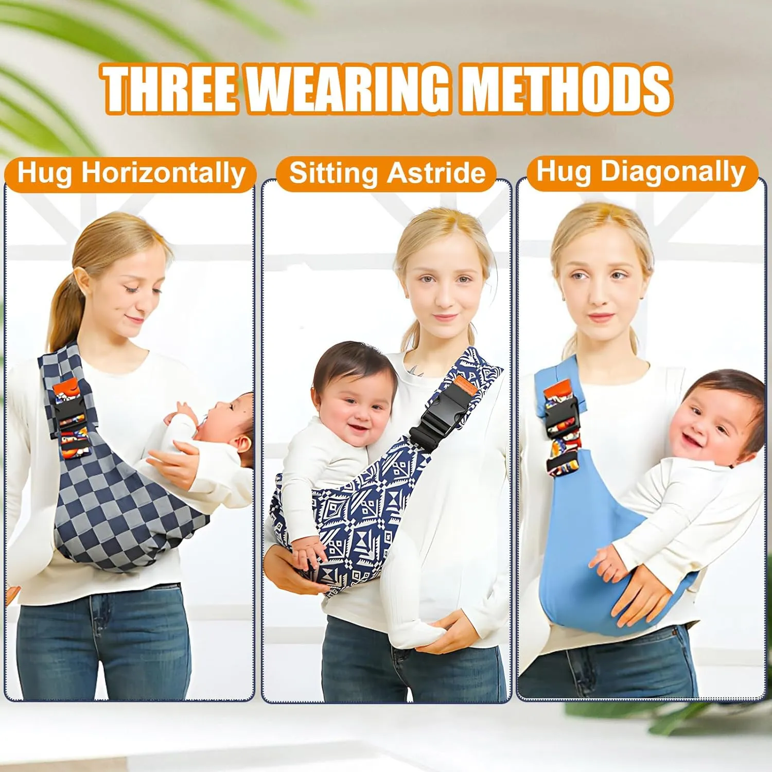 Baby Sling Carrier Newborn to Toddler Adjustable One-Shoulder Design with Hip Seat Support, Labor-Saving Baby Wraps Carrier 10-30 lbs(Black Sailboat)