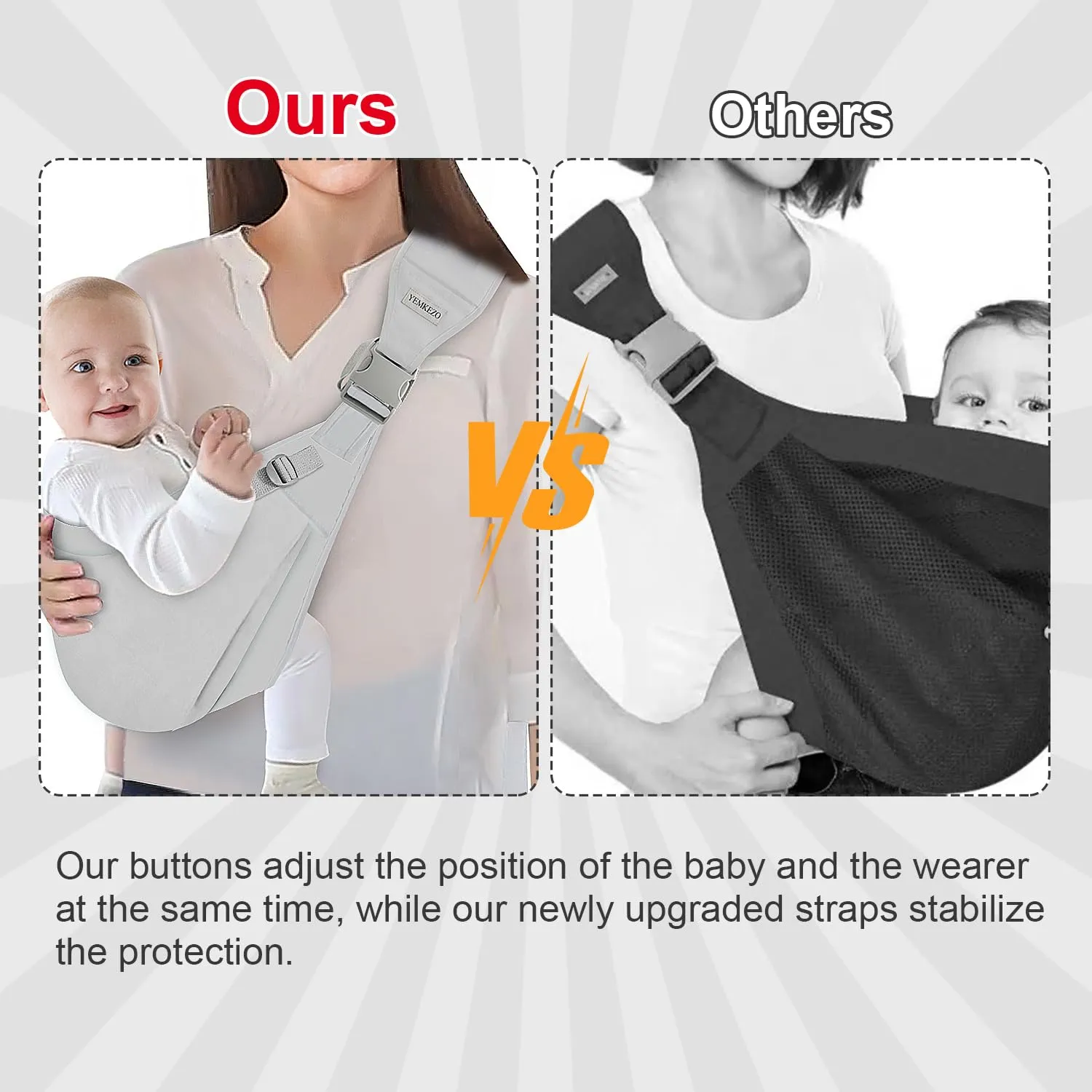 Baby Sling Carrier Newborn to Toddler,Updated Adjustable One Shoulder Labor-Saving Baby Holder Carrier,Tollder Sling Carrying 7-45 lbs（Black）