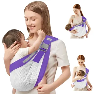 Baby Sling Carrier Newborn to Toddler,Updated Adjustable One Shoulder Labor-Saving Baby Holder Carrier,Tollder Sling Carrying 7-45 lbs（Blue Purple）