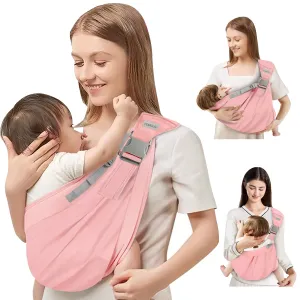 Baby Sling Carrier Newborn to Toddler,Updated Adjustable One Shoulder Labor-Saving Baby Holder Carrier,Tollder Sling Carrying 7-45 lbs（Pink）