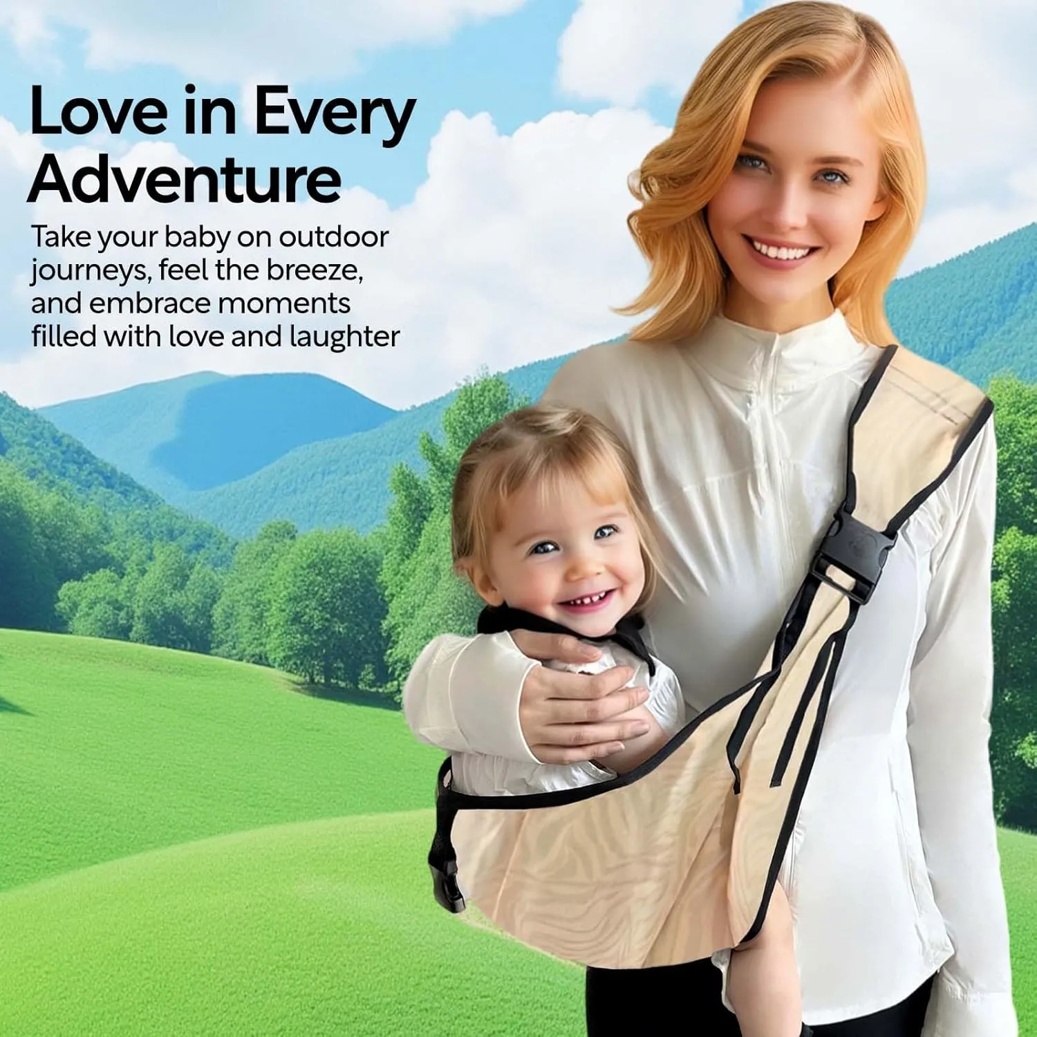 Baby Sling Carrier Toddler Carrier Boys Girls Newborn to Toddler Safety Adjustable Non-Slip Baby Half Wrapped Sling Baby - Beige Zebra
