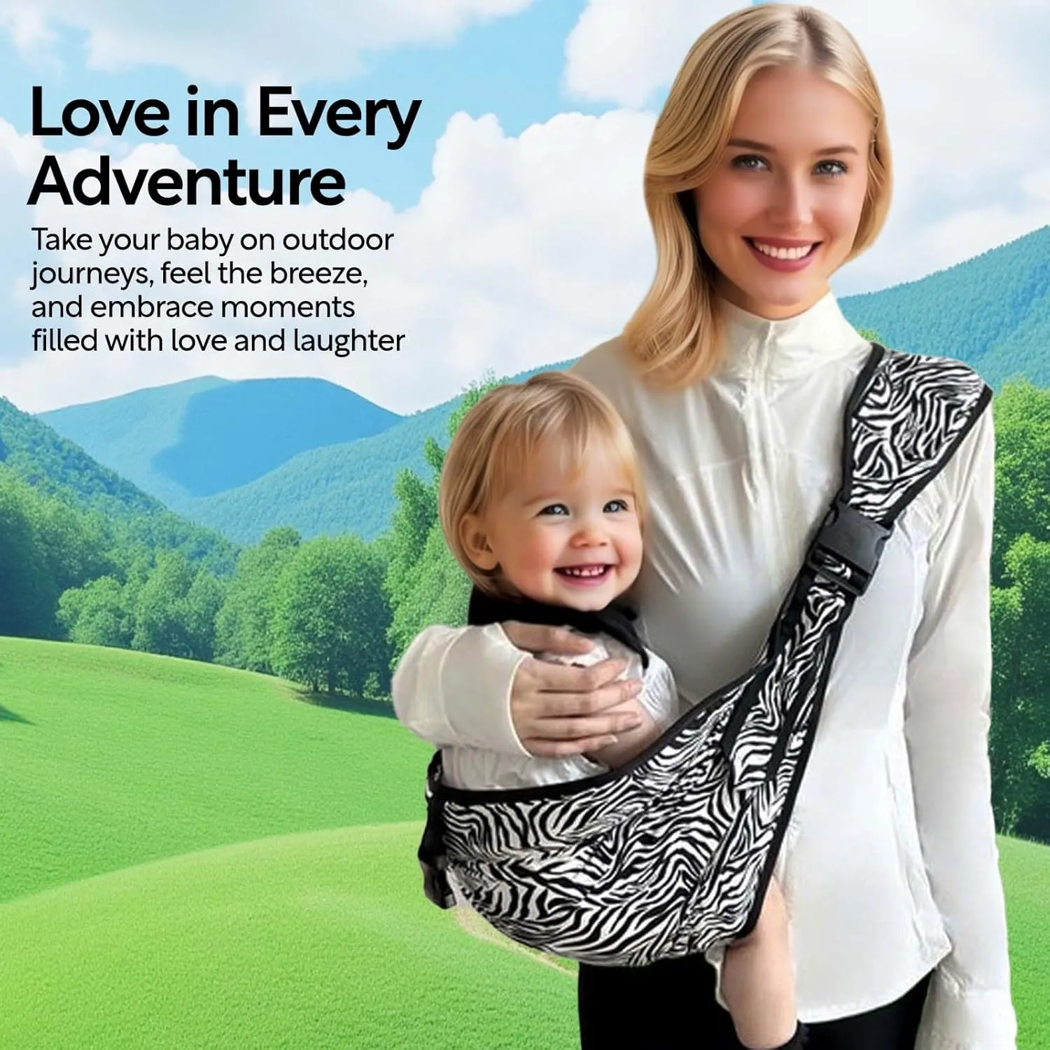 Baby Sling Carrier Toddler Carrier Boys Girls Newborn to Toddler Sling Hip (Zebra)