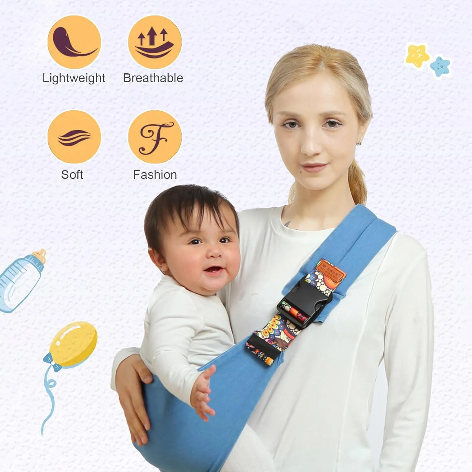 Baby Sling Carrier,Toddler Carrier, 2025 New Baby Sling,Portable and Lightweight Sling,Non-Slip Hip Seat Carrying 10-30lbs(Black)