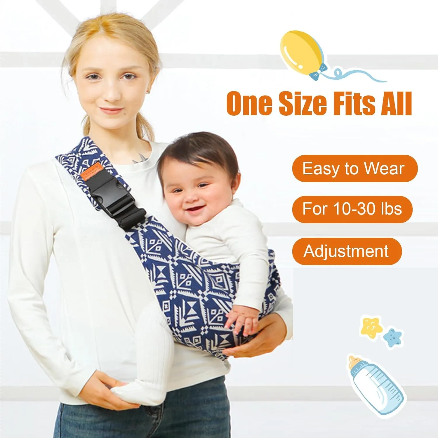 Baby Sling Carrier,Toddler Carrier, 2025 New Baby Sling,Portable and Lightweight Sling,Non-Slip Hip Seat Carrying 10-30lbs(Blacksail)