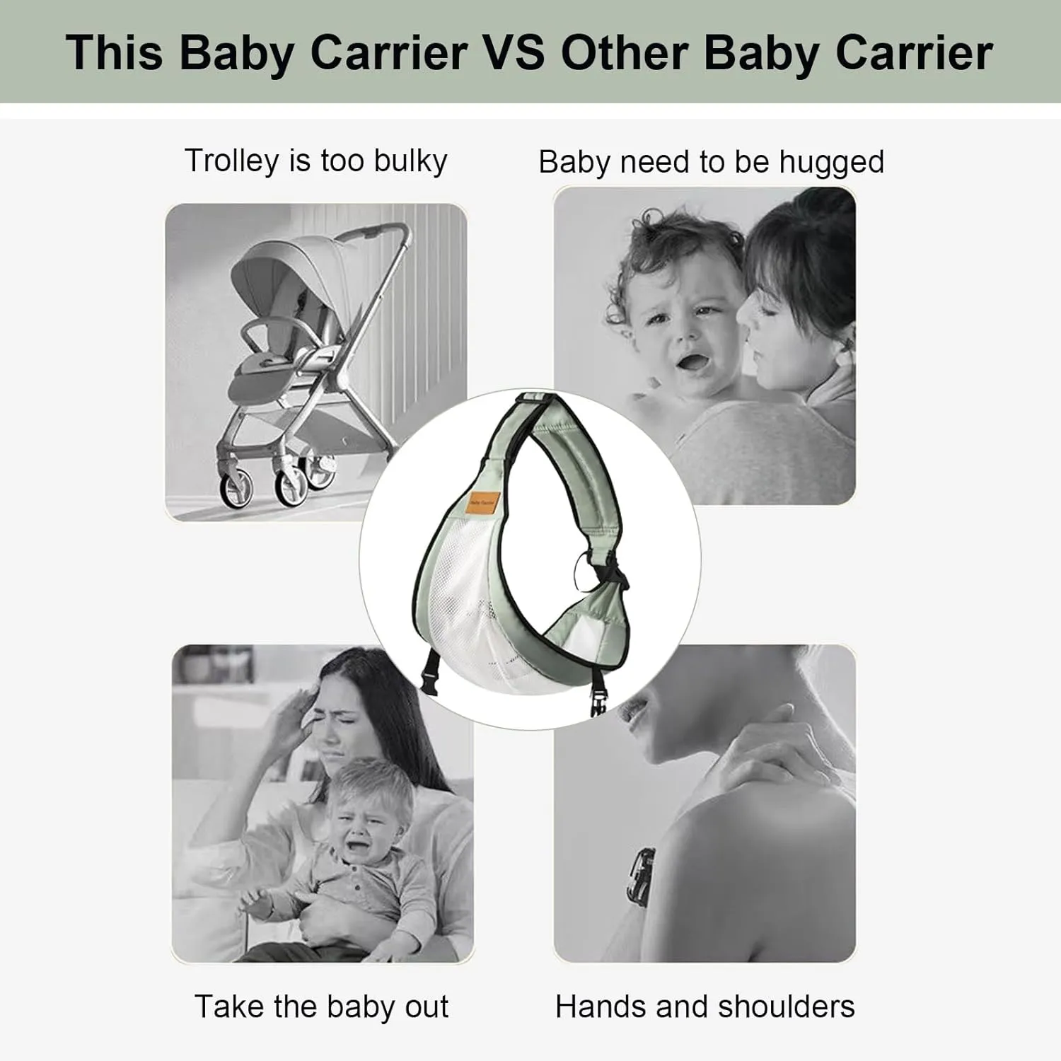 Baby Sling Carrier,Toddler Carrier,Baby Sling,Portable and Adjustable Non-Slip Hip Seat Carriers 10-45lbs(Black,Cloth)