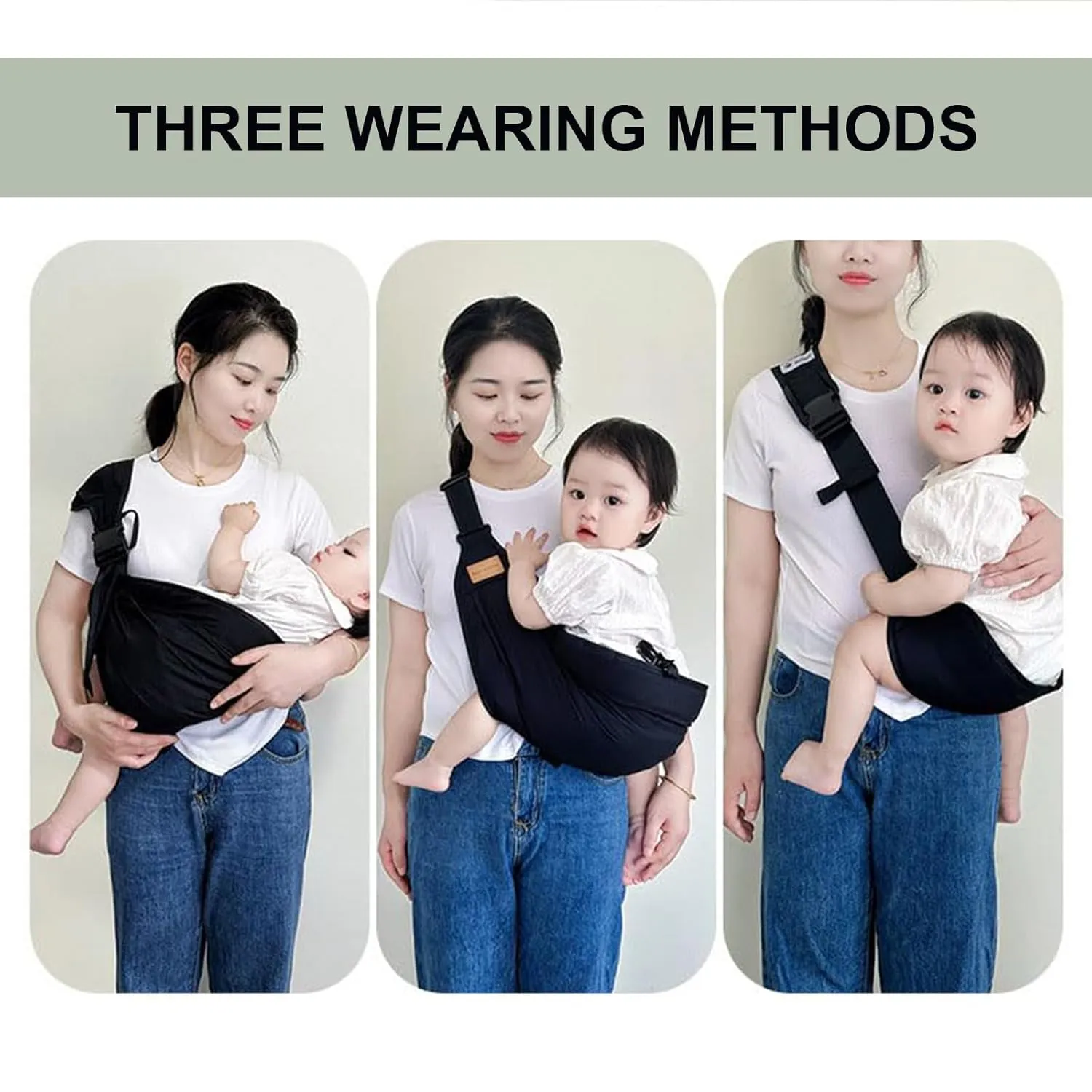 Baby Sling Carrier,Toddler Carrier,Baby Sling,Portable and Adjustable Non-Slip Hip Seat Carriers 10-45lbs(Black,Cloth)