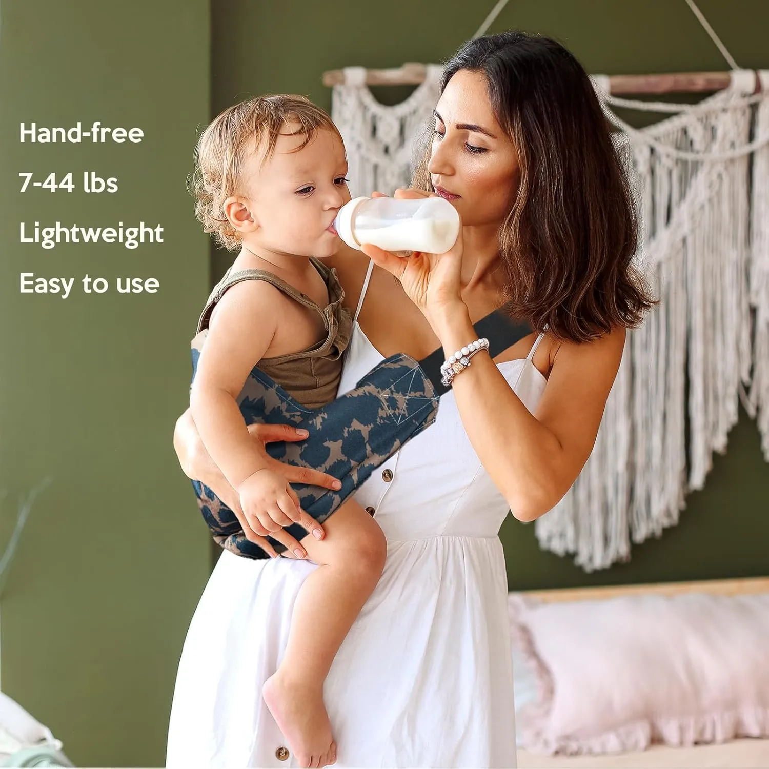 Baby Sling Shoulder Carrier,Ultimate Comfort Side Baby Carrier for Newborn to Toddler/Infants (7lbs-44lbs) (Leopard)