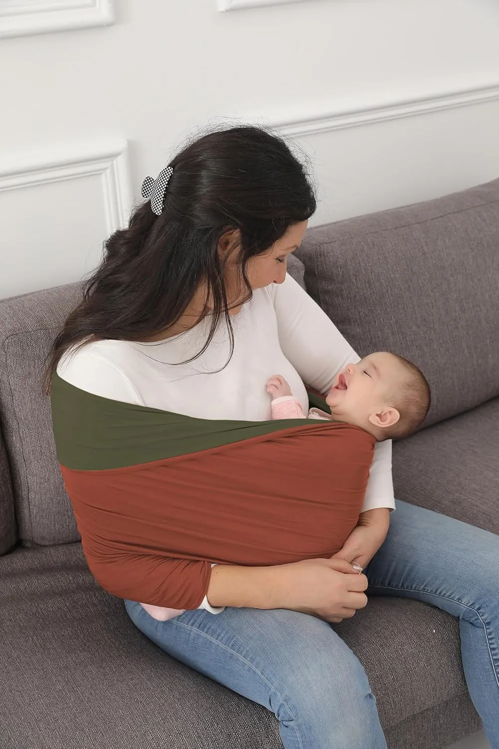 Baby Wrap Carrier, Perfect Baby Carrier Wrap Sling for Newborn and Infant up to 35 lbs. (Copper/Oliver, M (S, M, L of Clothing Size))