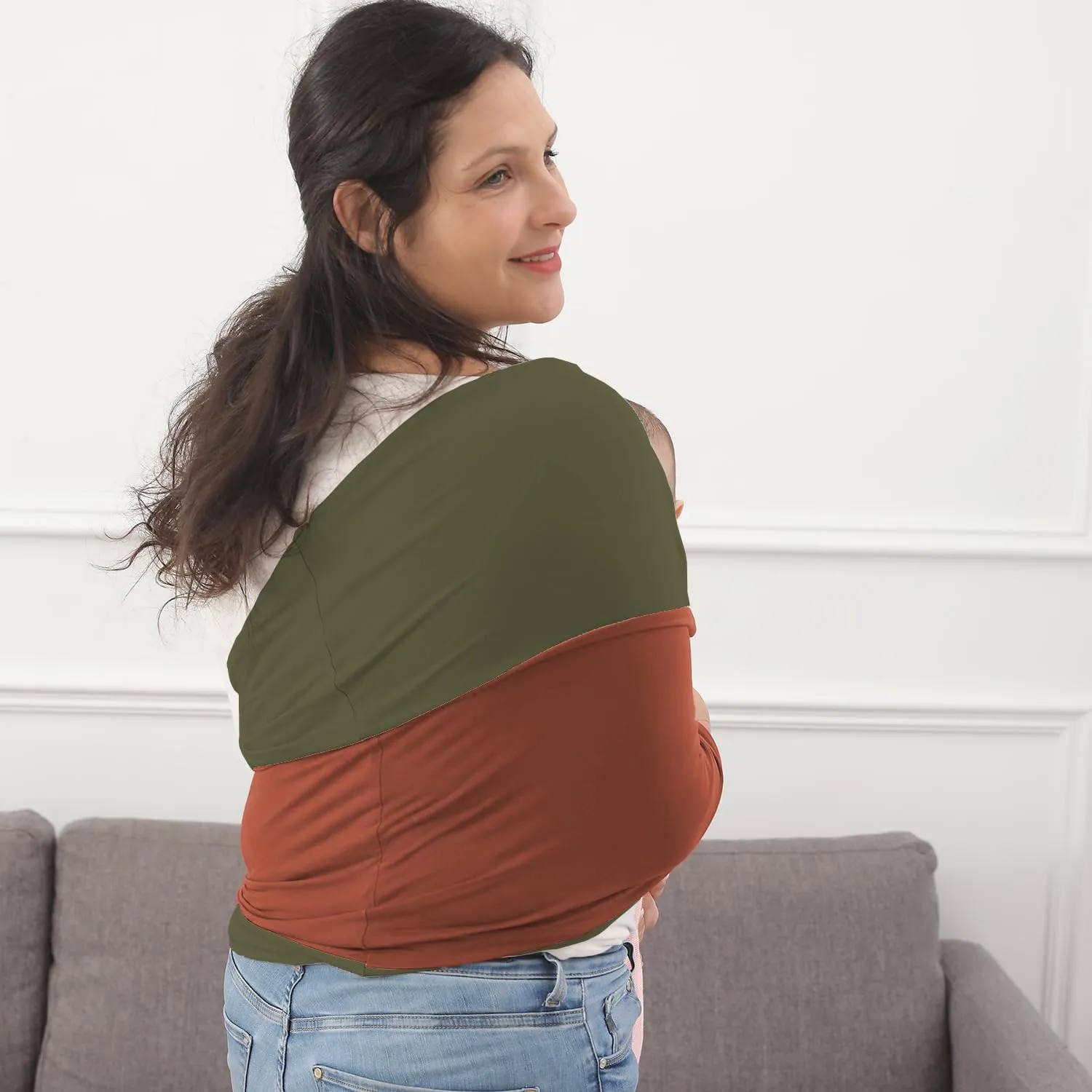 Baby Wrap Carrier, Perfect Baby Carrier Wrap Sling for Newborn and Infant up to 35 lbs. (Copper/Oliver, M (S, M, L of Clothing Size))