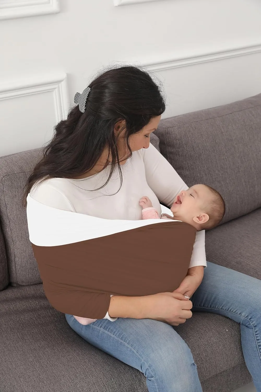Baby Wrap Carrier, Perfect Baby Carrier Wrap Sling for Newborn and Infant up to 35 lbs. (Sepia/Natural, M (S, M, L of Clothing Size))