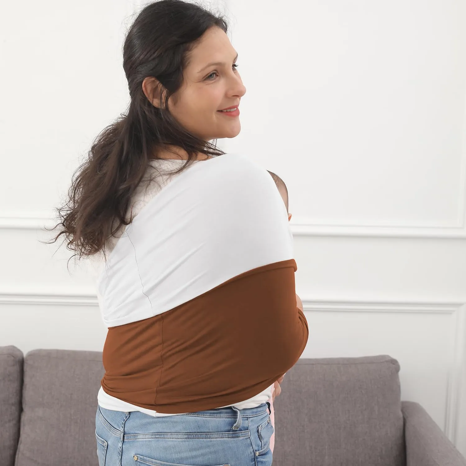 Baby Wrap Carrier, Perfect Baby Carrier Wrap Sling for Newborn and Infant up to 35 lbs. (Sepia/Natural, M (S, M, L of Clothing Size))