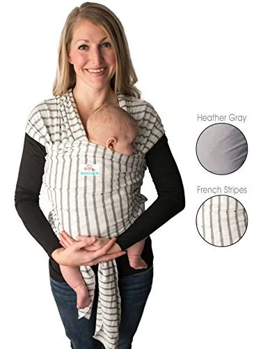 Baby Wrap Carrier -Sling, Easy to Put On, Swaddle for Close Comfort - Adjustable Breastfeeding Cover - Lightweight Sling Baby Carrier for Infant - Soft, Comfortable & Breathable (French Stripes)