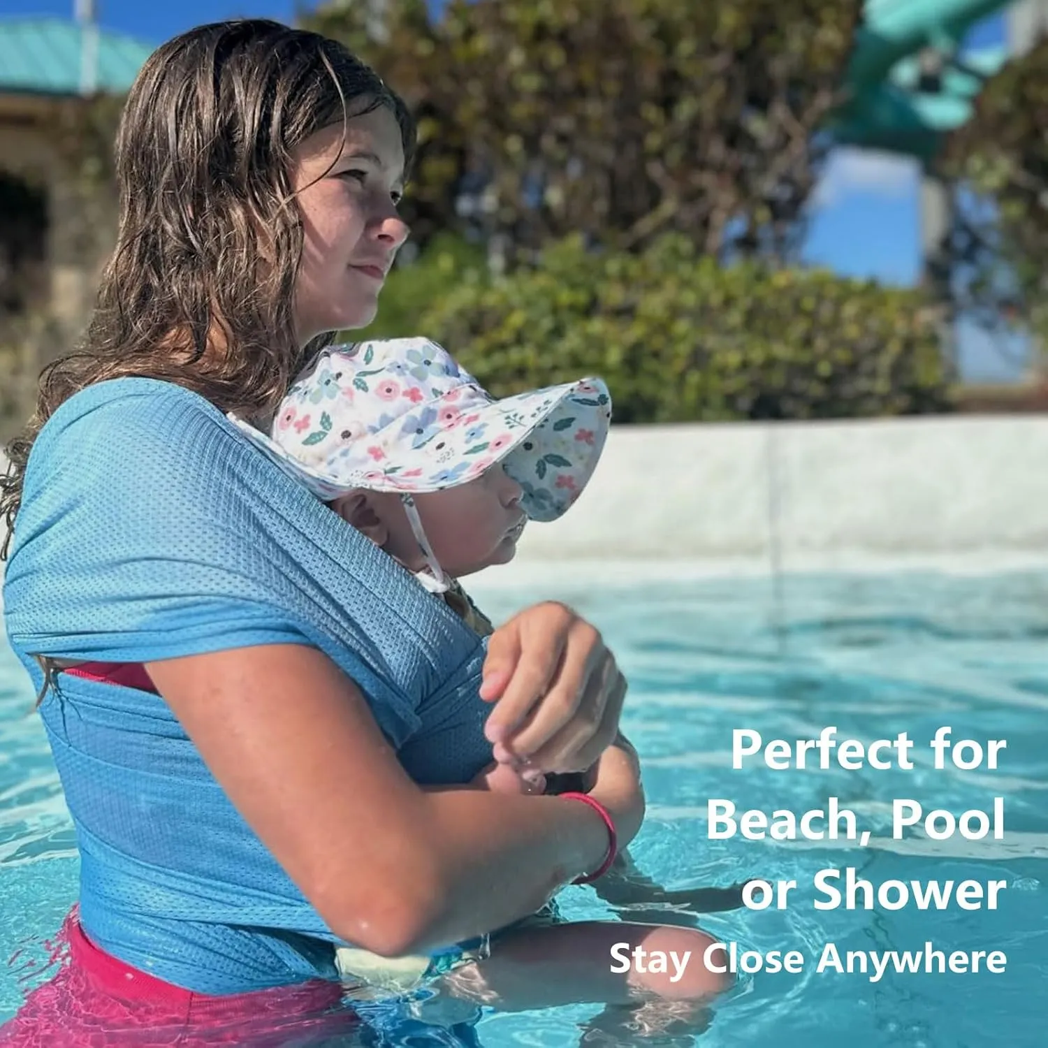 Baby Wrap Sling Carrier for Newborn, Infant, Toddler, Kid | Breathable Lightweight Stretch Mesh Water Sling | Nice for Summer, Pool, Beach, Swimming | Perfect Shower Gift Black