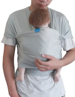Baby Wrap Sling Carrier for Newborn, Infant, Toddler, Kid | Breathable Lightweight Stretch Mesh Water Sling | Nice for Summer, Pool, Beach, Swimming | Perfect Shower Gift LightGray