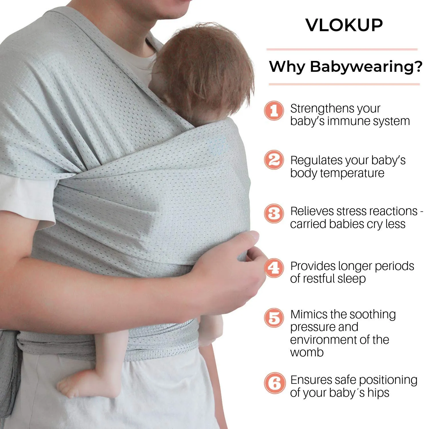 Baby Wrap Sling Carrier for Newborn, Infant, Toddler, Kid | Breathable Lightweight Stretch Mesh Water Sling | Nice for Summer, Pool, Beach, Swimming | Perfect Shower Gift LightGray