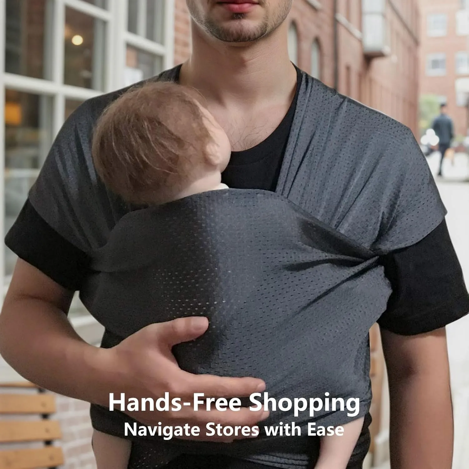 Baby Wrap Sling Carrier for Newborn, Infant, Toddler, Kid | Breathable Lightweight Stretch Mesh Water Sling | Nice for Summer, Pool, Beach, Swimming | Perfect Shower Gift LightGray