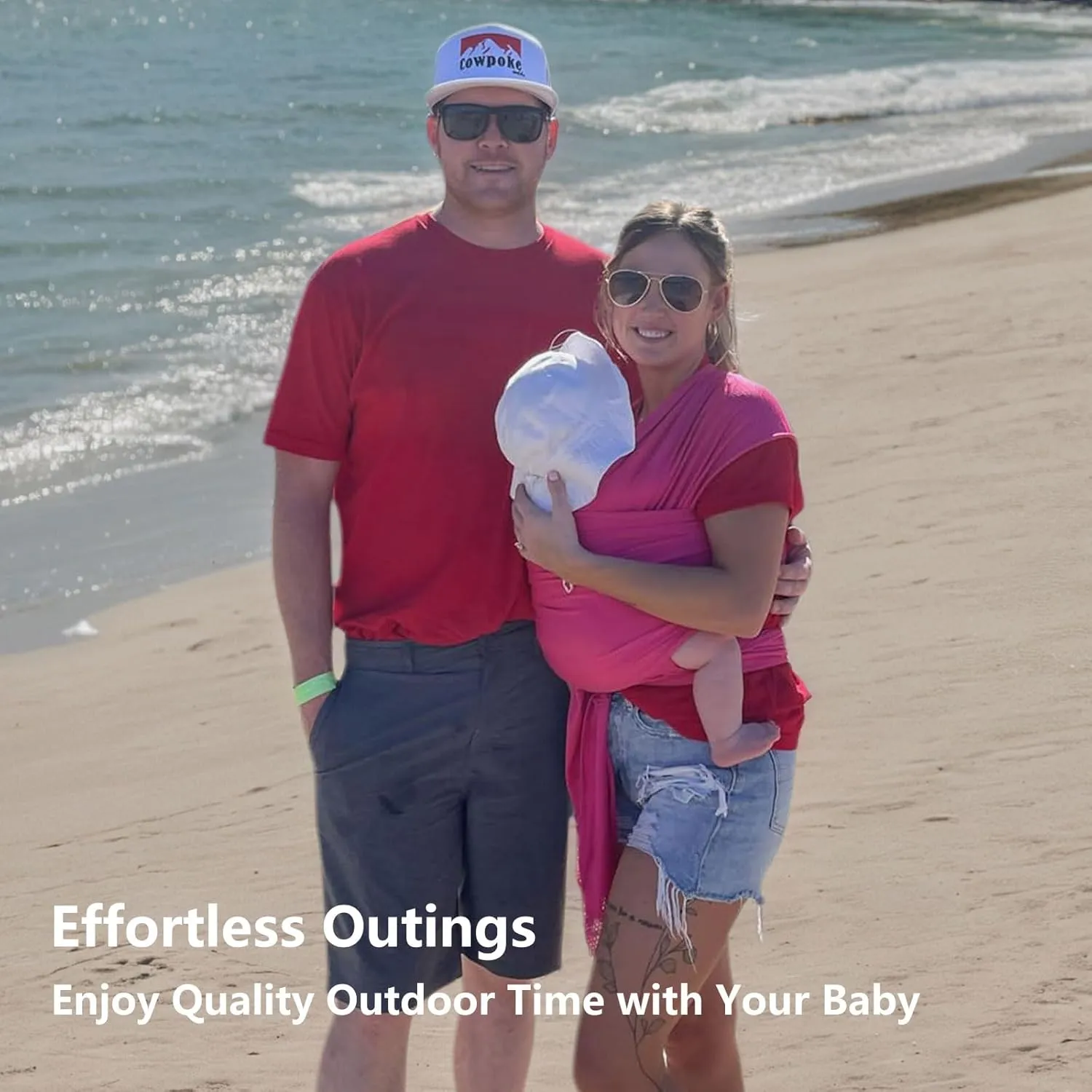 Baby Wrap Sling Carrier for Newborn, Infant, Toddler, Kid | Breathable Lightweight Stretch Mesh Water Sling | Nice for Summer, Pool, Beach, Swimming | Perfect Shower Gift LightGray