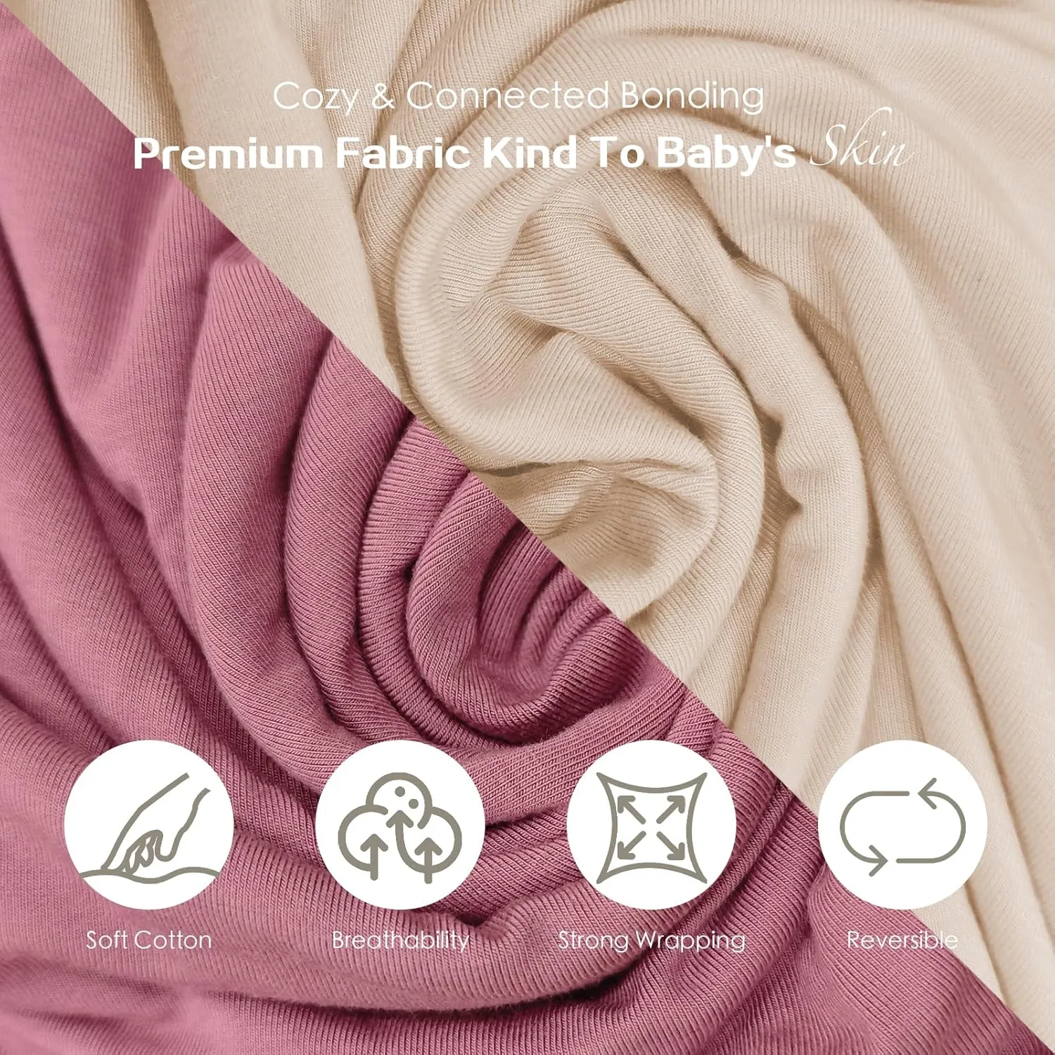Baby Wraps Carrier, Baby Carrier Wrap Baby Wearing Wrap Newborn Wrap Carrier, Baby Sling, Baby Carrier Sling for Newborn and Infant, Cream Pink