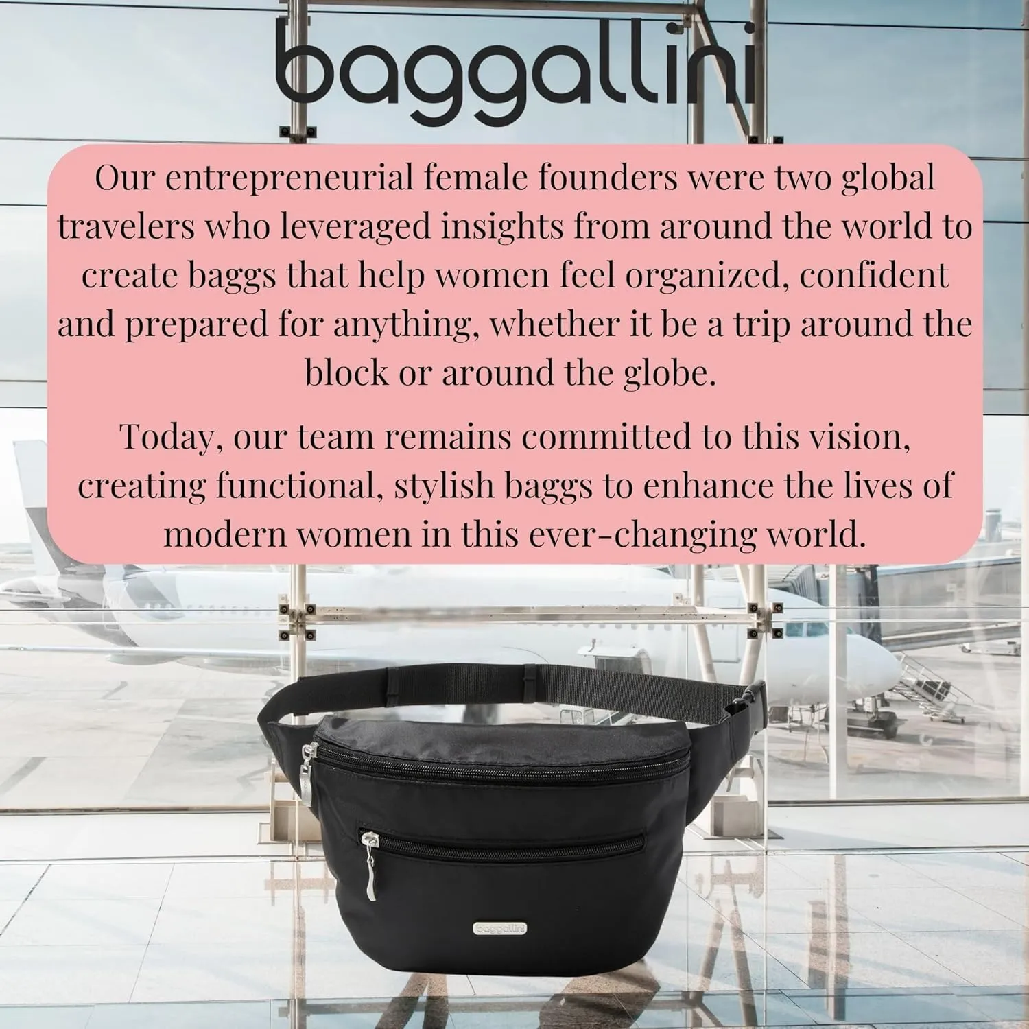 Baggallini Essential Belt Bag-9x6 Crossbody Fanny Waist Pack W/RFID & Adjustable Strap