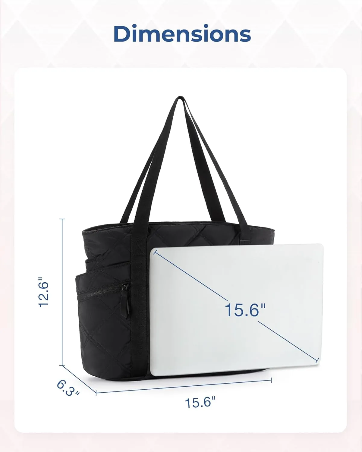 BAGSMART Tote Bag for Women, Puffer Work Tote with Zipper, Travel Essentials Quilted Nurse Travel Hospital Bag
