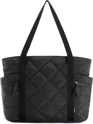BAGSMART Tote Bag for Women, Puffer Work Tote with Zipper, Travel Essentials Quilted Nurse Travel Hospital Bag