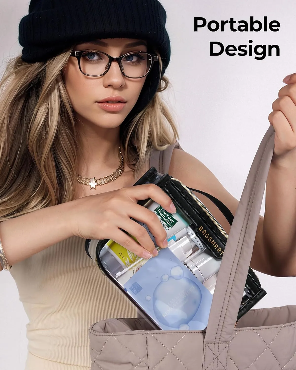 BAGSMART TSA Approved Toiletry Bag, Clear Travel Toiletry Bag, Makeup Cosmetic Pouch Bag for Women Quart Size Compliant Bag Organizer for Travel Essentials (Pink Pack of 2)