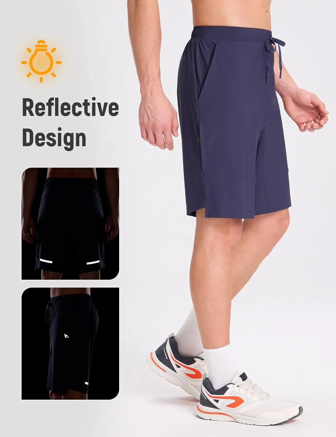 baleaf Men's Mountain Bike Shorts Loose-fit Cycling Shorts MTB Bicycle 9 Inch Zipper Pockets Drawstring Stretchy UPF50 