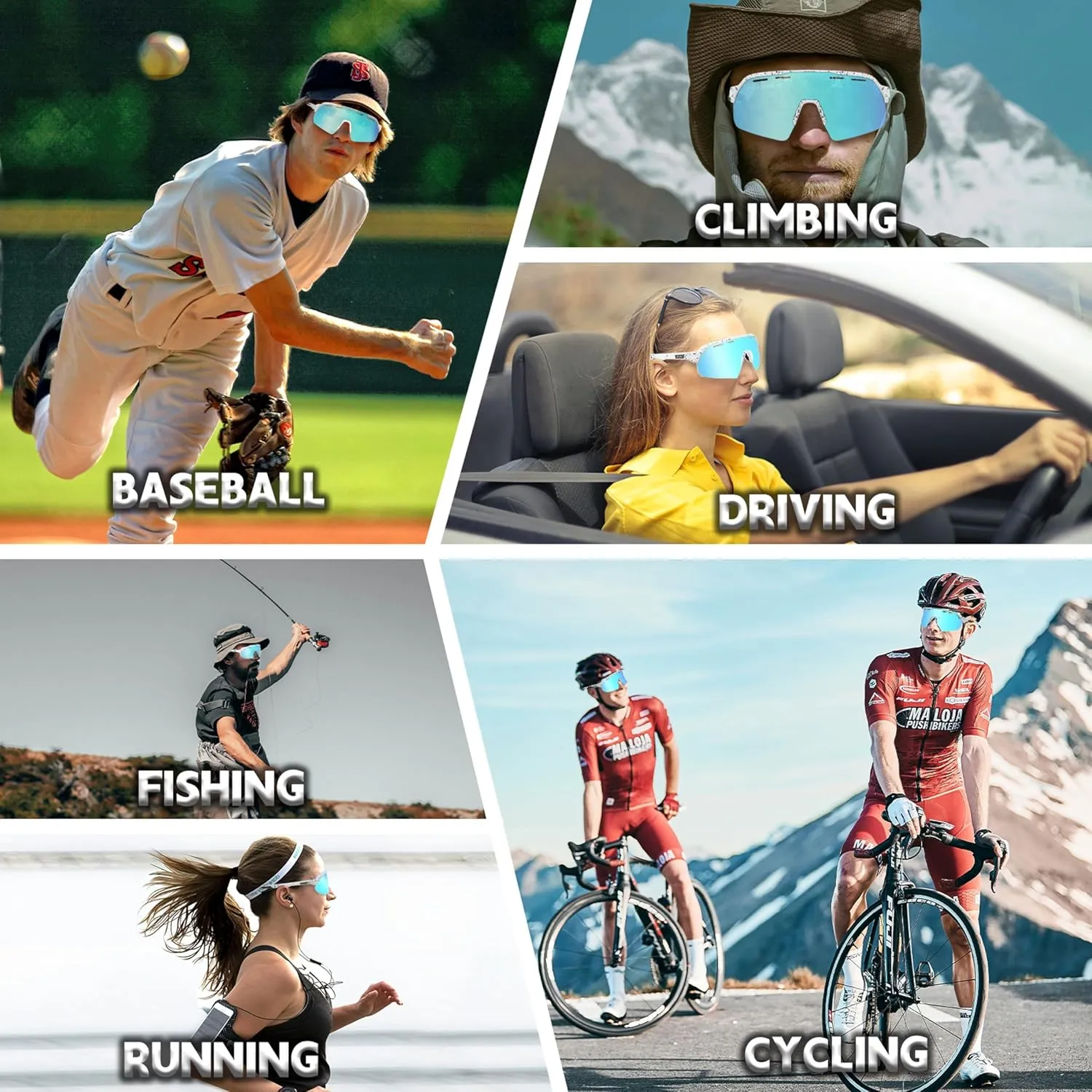Baseball Cycling Glasses Sports Sunglasses for Men Women Youth Outdoor Softball Running UV 400 Protection
