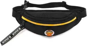 B.Duck Fanny Pack for Teen Crossbody Purse Waist Bag Canvas Black Yellow Hip Bum Bag with Adjustable Belt
