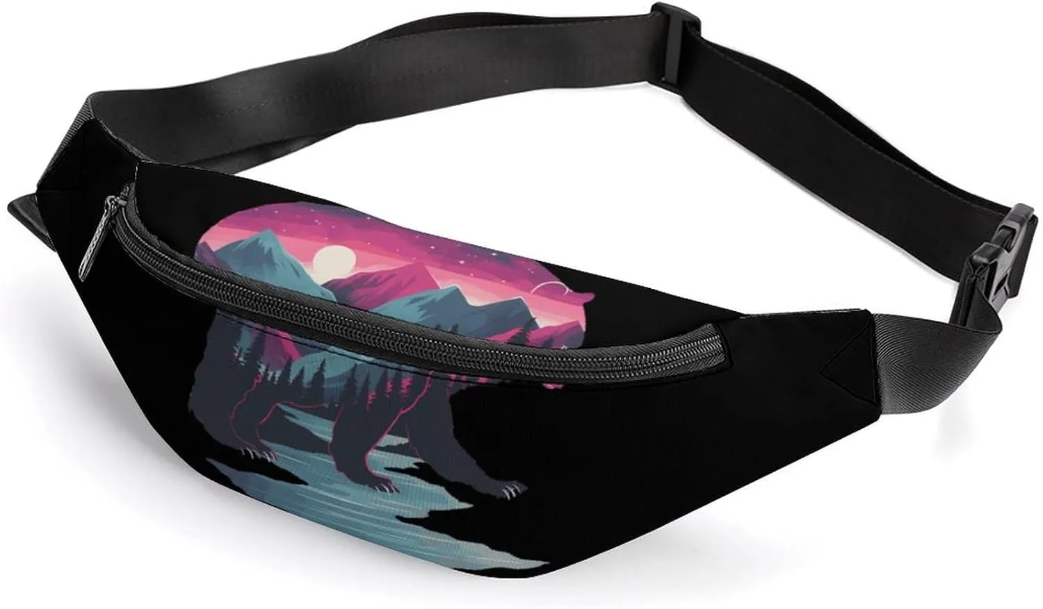 Bear Wildlife Animal Crossbody Fanny Pack Waist Packs Adjustable Shoulder Bags Sling Bag for Hiking Running Cycling